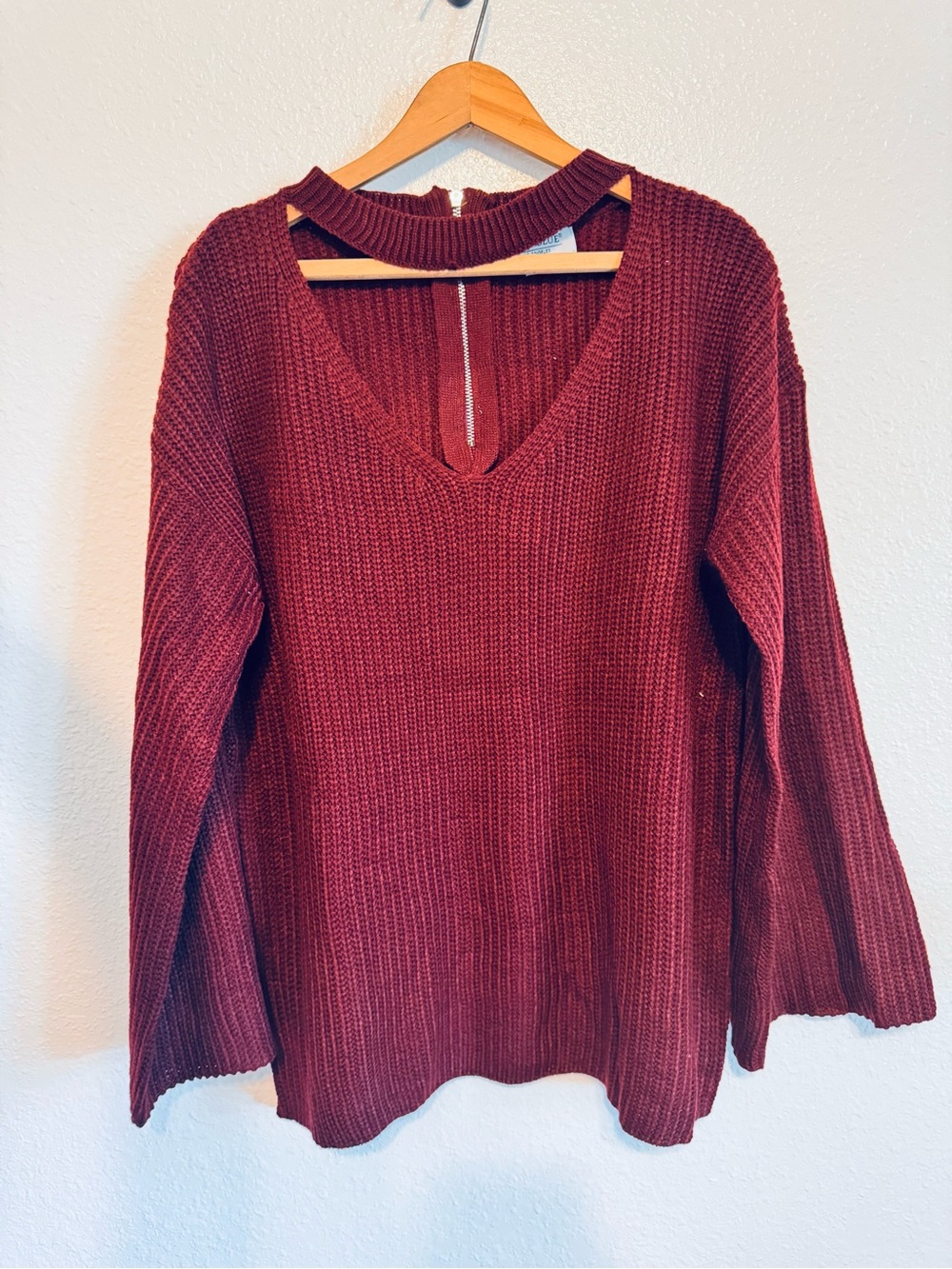 OVERSIZED Judy Blue Maroon Knit Pullover Sweater size S